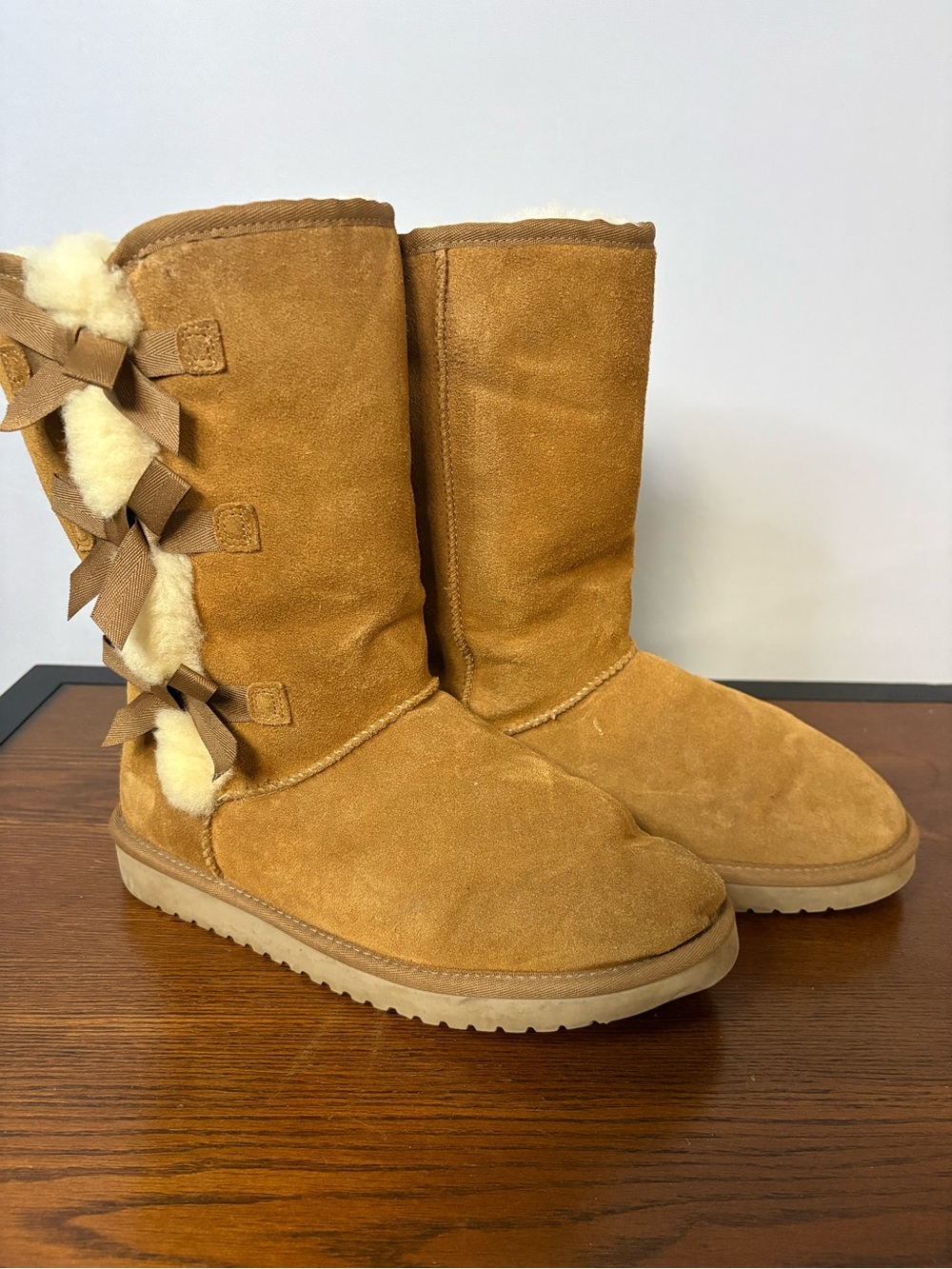 Koolaburra Suede Mid-Calf Shearling Boots - Chestnut Tan